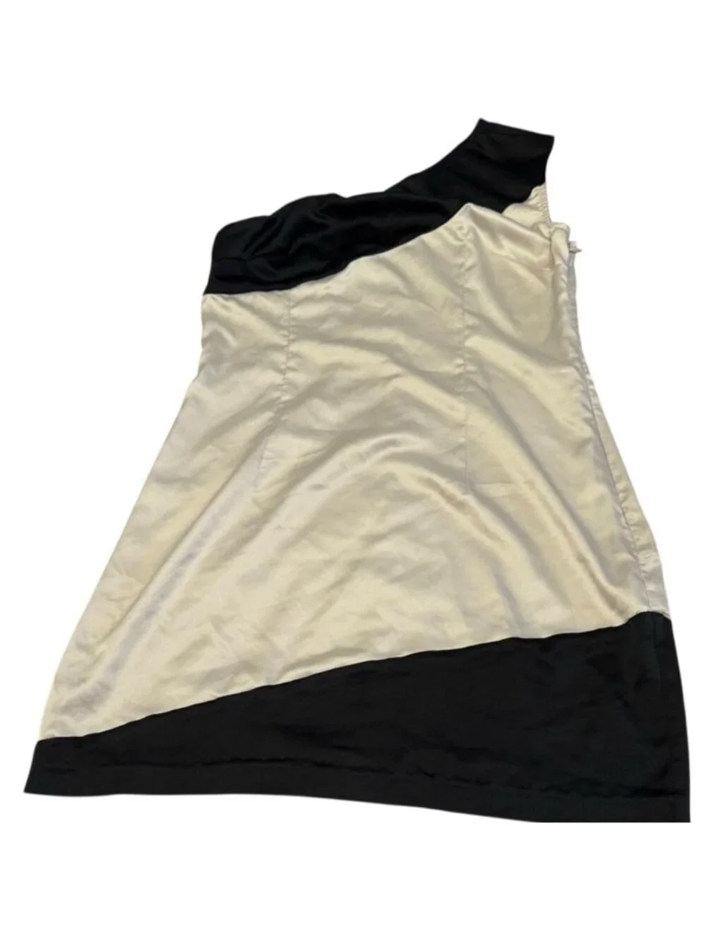 One-Shoulder Black and Off-White Dress